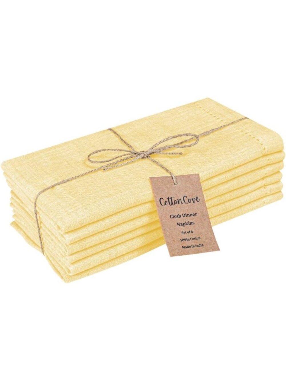 Set of 6 Yellow Cotton Dinner Napkins - Soft, Durable & Washable for Events